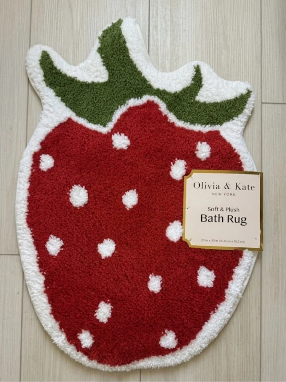 Olivia & Kate Red Strawberry Bath Rug - Soft & Plush